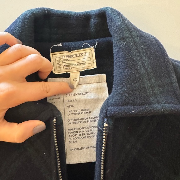 Current Elliot navy plaid shirt jacket - Picture 3 of 4